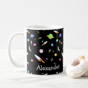 Personalized Rockets Planets Moons Stars Space Coffee Mug