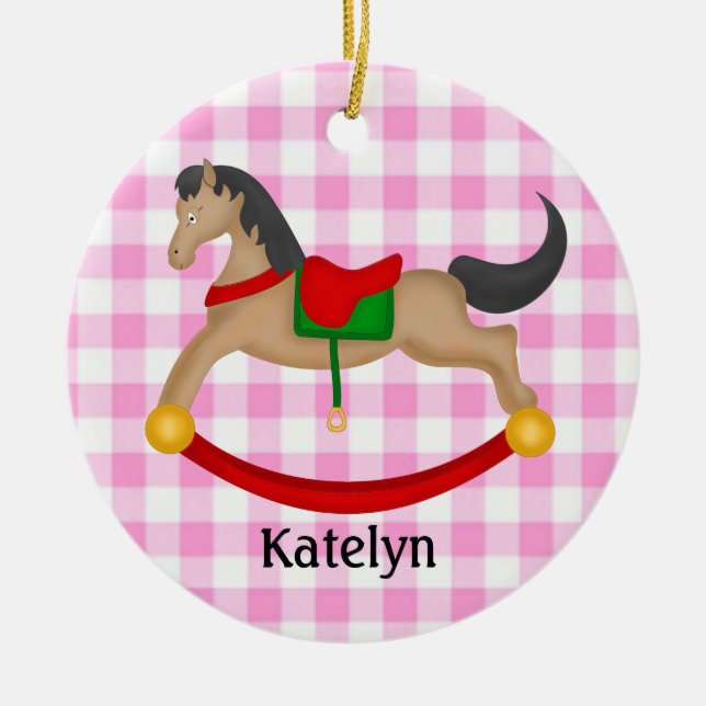 Personalized Rocking Horse Christmas Ornament (Front)