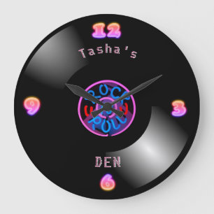 Personalized RocknRoll Clock Neon Vinyl Record LP