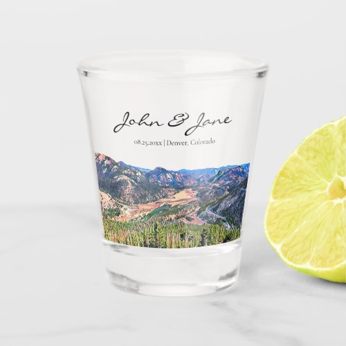 Personalized Rocky Mountain Shot Glass