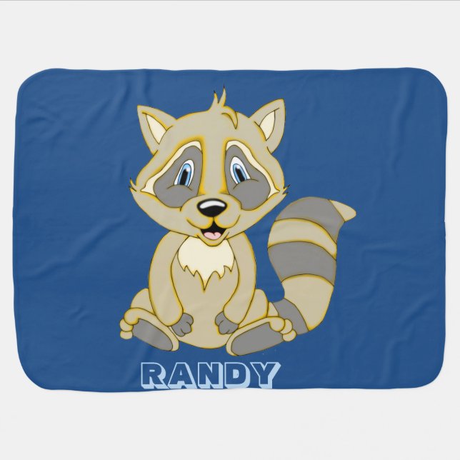 Personalized Rocky Raccoon Baby Blanket (Horizontal)