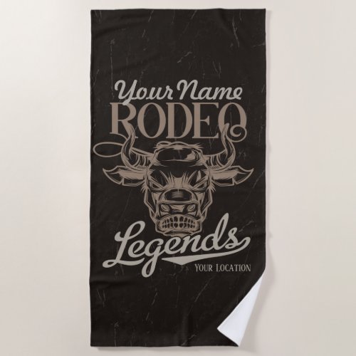 Personalized Rodeo Old West Steer Roping Legends Beach Towel