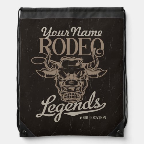 Personalized Rodeo Old West Steer Roping Legends Drawstring Bag