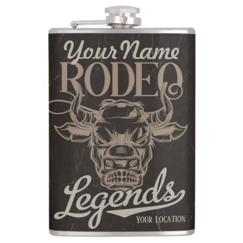 Personalized Rodeo Old West Steer Roping Legends Flask