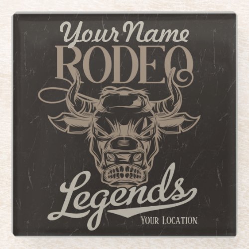 Personalized Rodeo Old West Steer Roping Legends  Glass Coaster