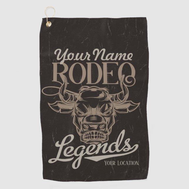 Personalized Rodeo Old West Steer Roping Legends Golf Towel (Front)