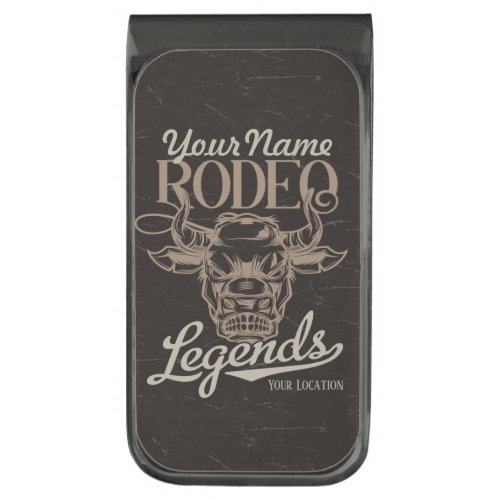 Personalized Rodeo Old West Steer Roping Legends  Gunmetal Finish Money Clip