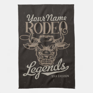 Personalized Rodeo Old West Steer Roping Legends Kitchen Towel