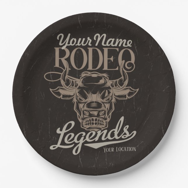 Personalized Rodeo Old West Steer Roping Legends Paper Plates (Front)