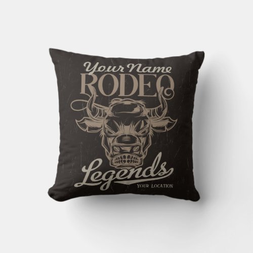 Personalized Rodeo Old West Steer Roping Legends Throw Pillow