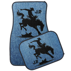 Personalized Rodeo Star Denim Car Floor Mat