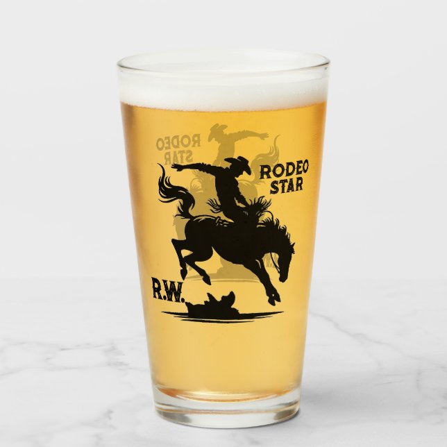 Personalized Rodeo Star Glass (Front Filled)