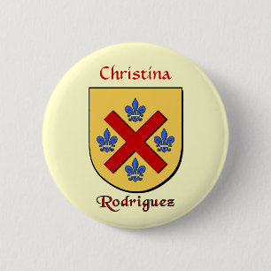 Personalized Rodriguez Historical Shield Pinback Button