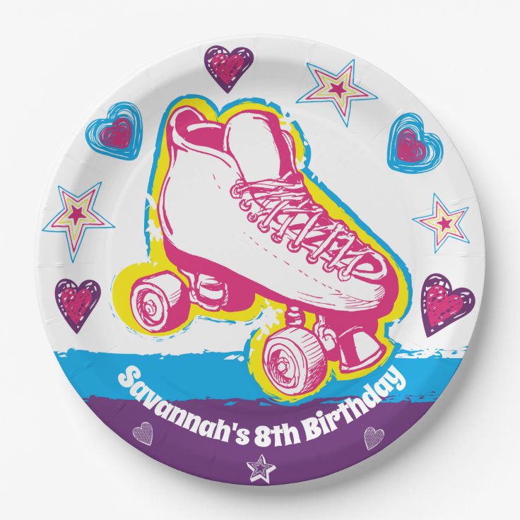 Personalized Roller Skating Birthday Party Plates Zazzle
