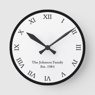 Personalized Roman Numeral Round Clock