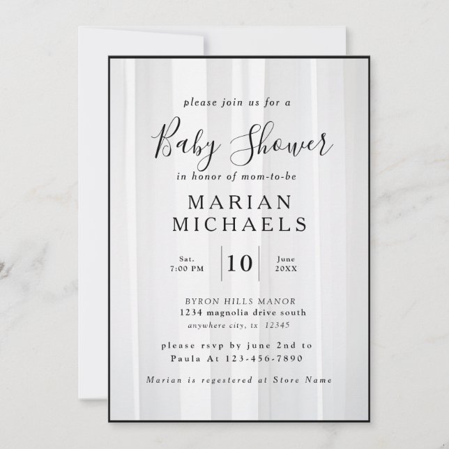 Personalized Romance of B&W Baby Shower Invitation (Front)