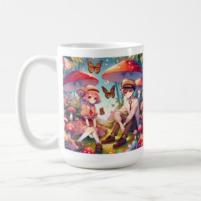 Personalized Romantic Anime Couple  Coffee Mug (Left)