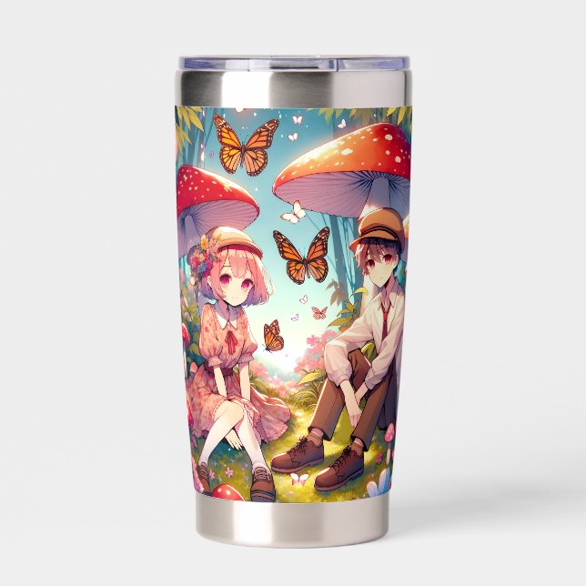 Personalized Romantic Anime Couple  Insulated Tumbler (Front)