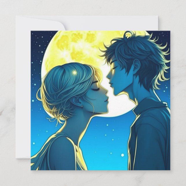 Personalized Romantic Anime Couple Valentine's Day Card (Front)