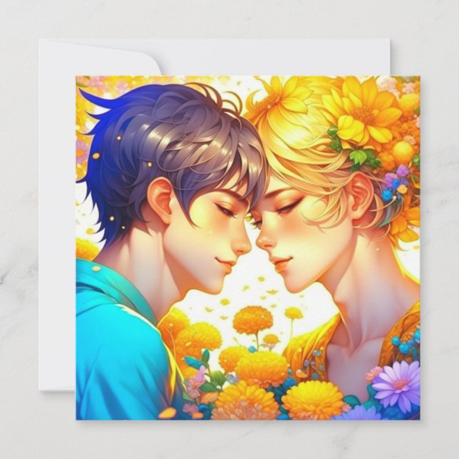 Personalized Romantic Anime Couple Valentine's Day Card (Front)