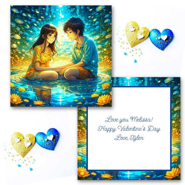 Personalized Romantic Anime Couple Valentine's Day Card (Creator Uploaded)
