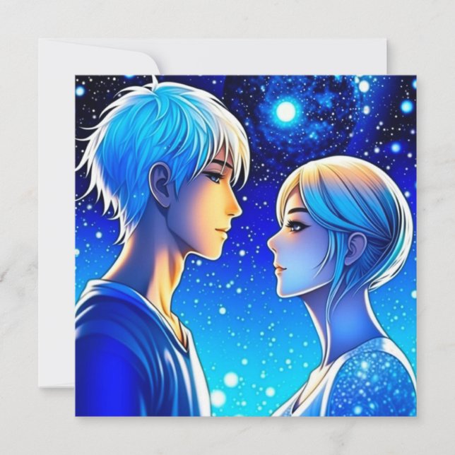 Personalized Romantic Anime Couple Valentine's Day Card (Front)