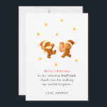 Personalized Romantic Boyfriend Christmas Card<br><div class="desc">Personalized Romantic Boyfriend Christmas Card: Make your boyfriend’s Christmas extra sweet with this cute gingerbread couple holiday card! Featuring two adorable gingerbread cookies surrounded by stars and festive Christmas decorations, this charming design captures the warmth, love, and coziness of the holiday season. The front includes sweet and loving words —...</div>