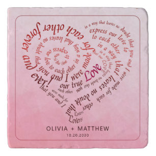 Personalized Romantic Calligraphy Heart Lovers Vow Trivet
