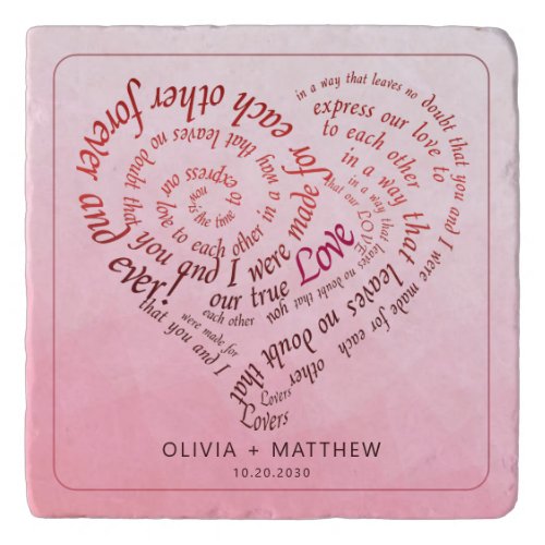 Personalized Romantic Calligraphy Heart Lovers Vow