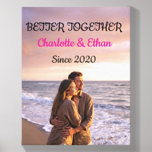 Personalized Romantic Couple Canvas Print Sunset Photo Tile