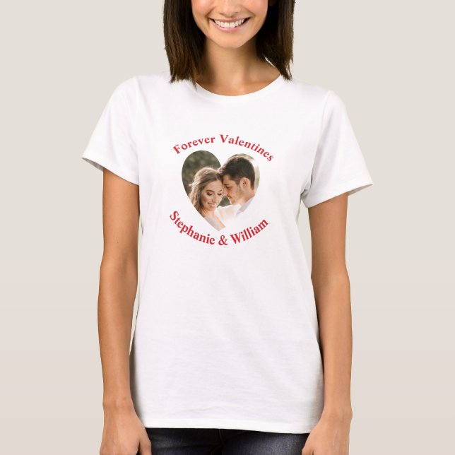 Personalized romantic couple photo heart T-Shirt (Front)