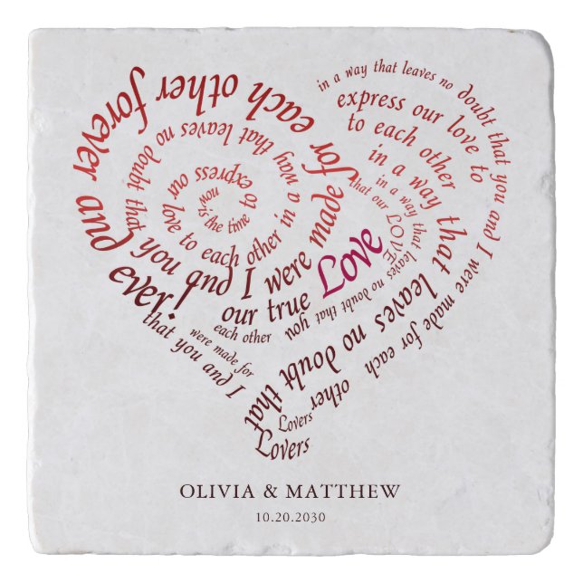 Personalized Romantic Couple's Quote Keepsake Trivet (Front)
