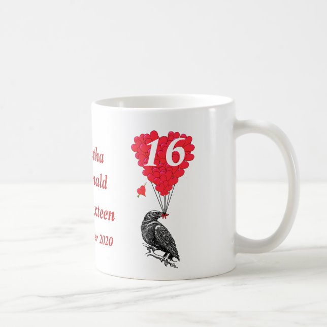 Personalized romantic crow Sweet Sixteen Coffee Mug (Right)
