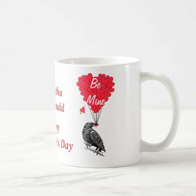 Personalized romantic crow Valentines day Coffee Mug (Right)