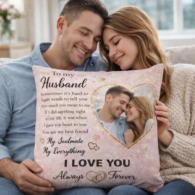 Personalized Romantic Gift for Husband Love Messag Throw Pillow (Creator Uploaded)