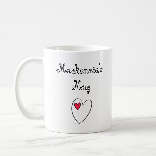 Personalized Romantic Heart Coffee Mug (Left)