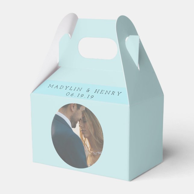 Personalized Romantic Island Paradise Blue Favor Boxes (Back Side)