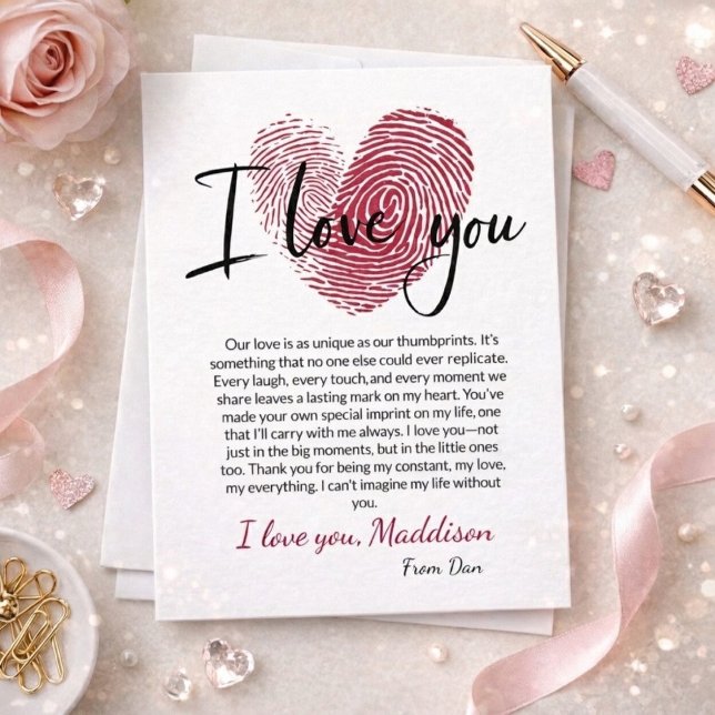 Personalized Romantic Love Card with Thumbprint ❤️ (Creator Uploaded)