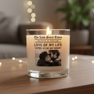 Personalized Romantic Photo   Love Story  Scented Candle