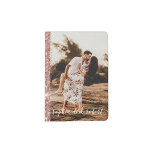 Personalized Romantic Photo Pink Script Custom Passport Holder
