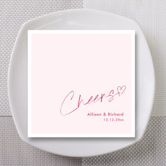 Personalized Romantic Pink Cheers Heart Wedding