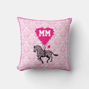 Personalized romantic pink heart throw pillow