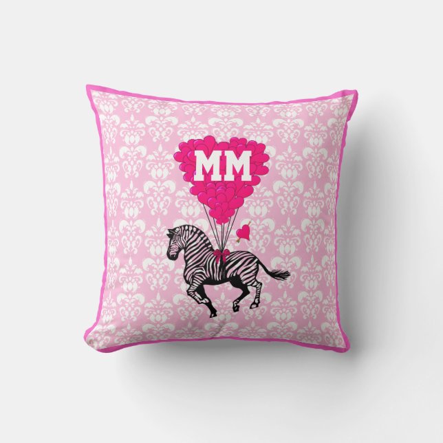 Personalized romantic pink heart throw pillow (Front)