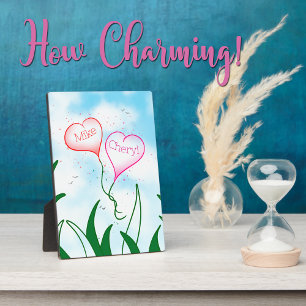 Personalized Romantic Sign Heart Balloons in Sky Plaque