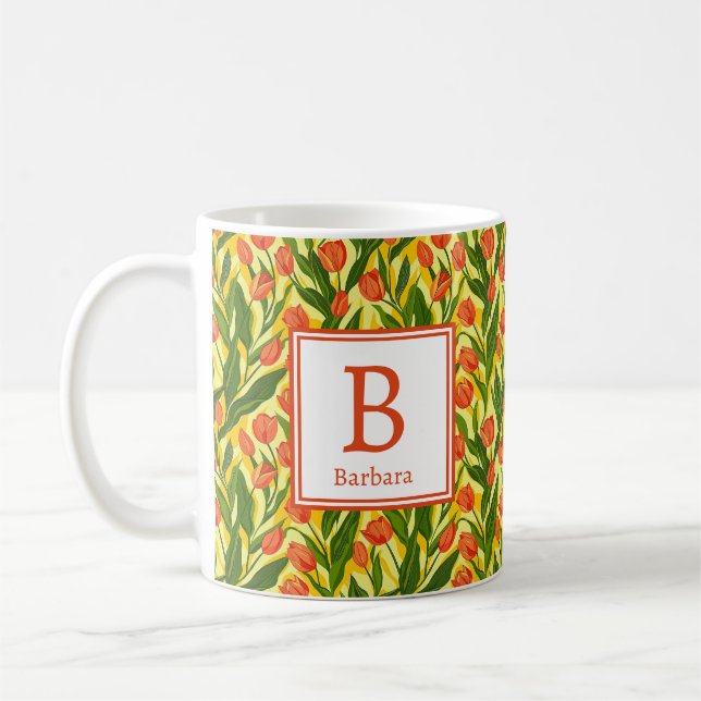 Personalized Romantic Spring Girly Flowers  Coffee Mug (Left)