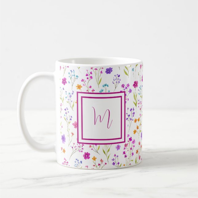 Personalized Romantic Spring Girly Flowers  Coffee Mug (Left)