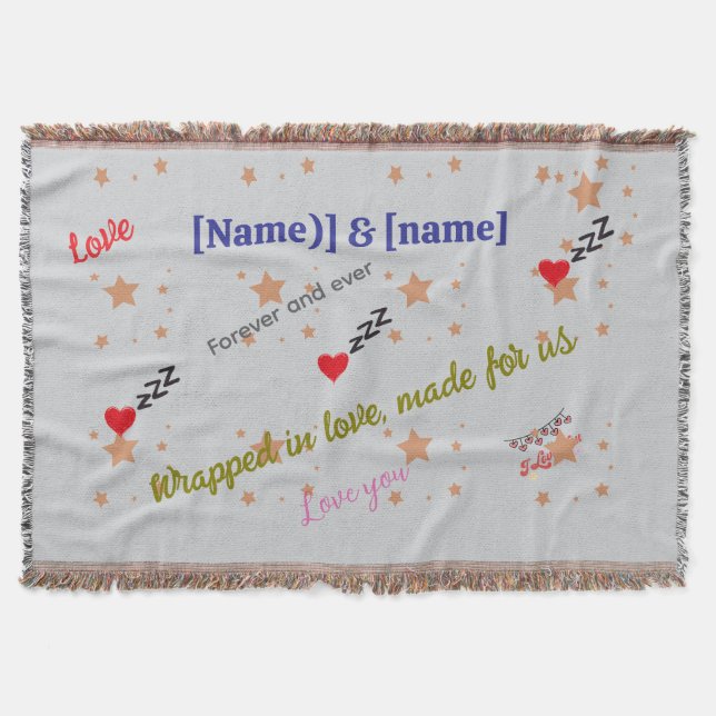 Personalized Romantic Throw Blanket – Wrapped in  (Front)