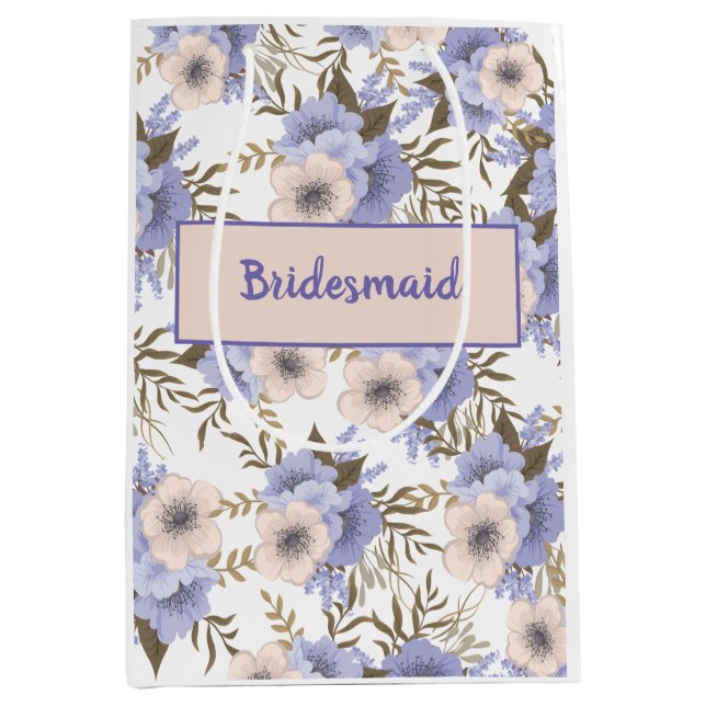 Personalized Romantic Violet Sage Botanical Floral Medium Gift Bag (Front)
