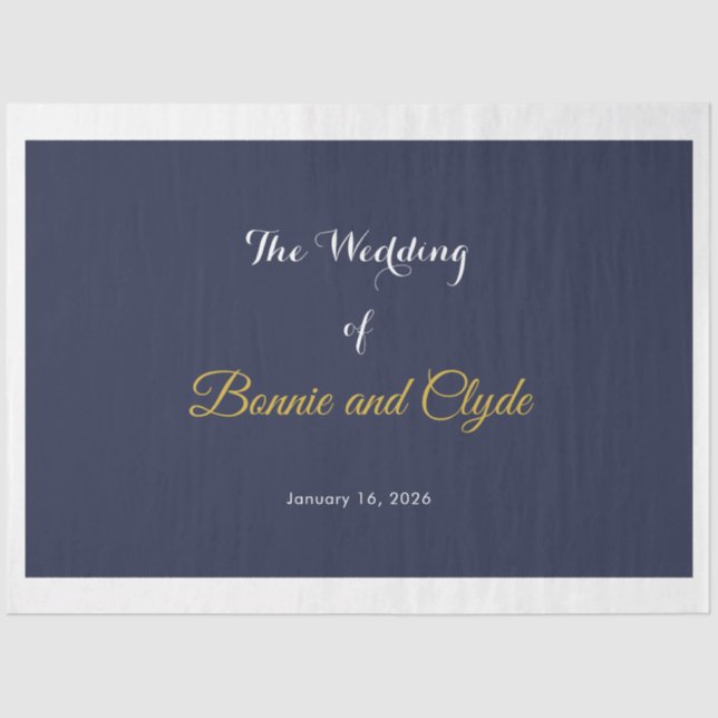 Personalized Romantic Wedding 20" x 30" Tissue Paper (Front)