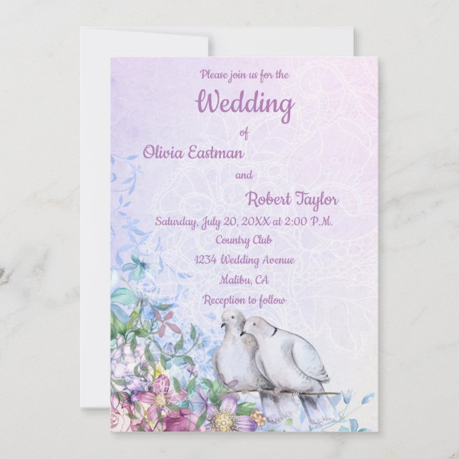 Personalized romantic white doves wedding (Front)